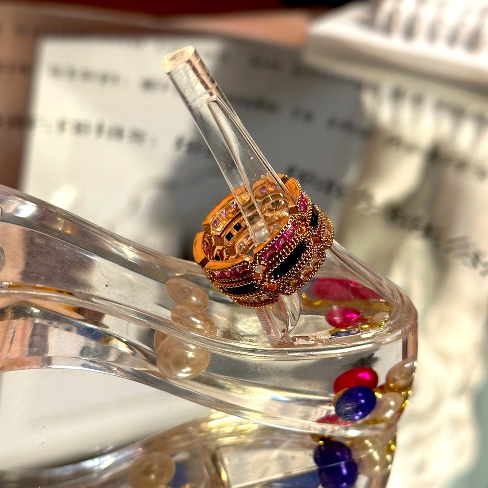 Stackable Gemstone Rings With Rose Gold Tone - image 4